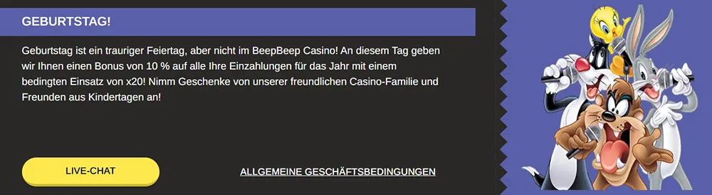 beep-beep-casino-DE-4-Geburtstagsbonus